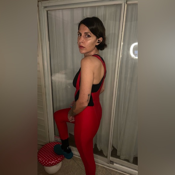 Sexy Flanders Perfect lipstick red 80s 90s racerback SKI snow overalls tight - Picture 3 of 7